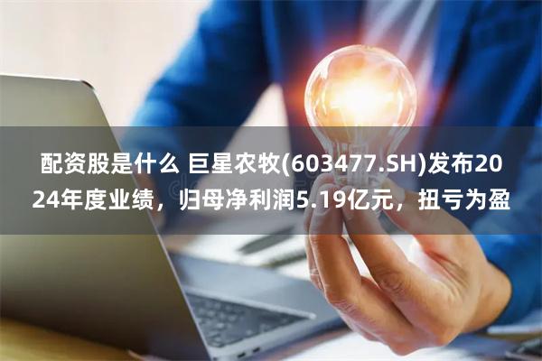 配资股是什么 巨星农牧(603477.SH)发布2024年度业绩，归母净利润5.19亿元，扭亏为盈