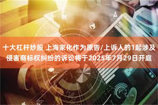 十大杠杆炒股 上海家化作为原告/上诉人的1起涉及侵害商标权纠纷的诉讼将于2025年7月29日开庭